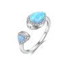 العلامة التجارية الأوروبية Retro Ring S925 Sterling Silver Water-Drop Opal Zircon Ring High Ling Europe and American Hot Fashion Women Ring Ring Charm Gift SPC