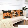 Andra festliga festförsörjningar Party Supplies Halloween Decorations for Home Pillowcase House Decor Pumpkin Skeleton Letter Mönster DHY0L