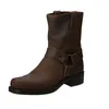 Laarzen heren winter vintage pu warme schoenen riem gesp gew.