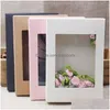 Verpakkingsdozen Kraft Paper Gift Packaging Boxes Bruiloft Verjaardag Eten Snacks Packag met PVC Window 254 N2 Drop Delivery Office Schoo Dhnu9