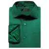 Chemises habillées pour hommes Vert Plaid Splicing Couleurs contrastées à manches longues pour hommes Designer Stretch Satin Tuxedo Shirt Vêtements Blouses