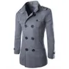 Men's Wool Blends Stylish Winter Solid Coats Fashion Brand Long Coat Double Collar Thick Overcoat Male 221206