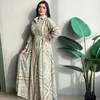 Sukienki swobodne Długa koszula dla kobiet jesień 2022 Vintage etniczny nadruk Dubai Turkey Arabic Oman Maroko Muzułmańskie szat