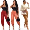 Designer Women Leather Pants 2023 Spring Wear Solid Color Slim Casual Sexy Pu Leggings