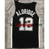 Tutti i ricami 3 stili 12 # Aldridge Maglia da basket nera stagione 2020 Personalizza i giovani delle donne degli uomini aggiungi qualsiasi nome numerico XS-5XL 6XL Vest