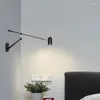Wall Lamp Indoor Living Room Sofa Long Pole LED Sconce With On Off Switch Swing Arm Modern Minimalist Bedroom Lighting