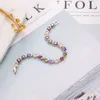 Bracelet de tennis de luxe Pave Setting Round multicolore Gemstone 14K White Gold Plated Bracelet de fiançailles pour femmes Bijoux de mariage accessaries cadeau