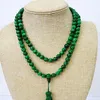 Mode smycken green jade 6x8mm 108 pärlhalsband naturlig jadeit