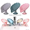 Soap Dishes Creative Pp Plastic Leaf Shape Soap Plate Drain Candle Holder Box Bathroom Accessories Toilet Laundry Supplies Inventory Dhthr