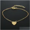 Bracelets de cheville fille mode simple coeur cheville bracelet chaîne plage pied sandale bijoux C00021 Smad 183 R2 livraison directe Dhxos