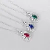 S925 Silver Pendant Necklace Micro Set Zircon Emerald Ruby Sapphire Luxury Necklace European Fashion Women High end Collar Chain Wedding Party Jewelry Gifts SPC