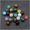 Stone 20Mm Natural Stone Loose Beads Amethyst Rose Quartz Turquoise Agate 7Chakra Diy Nonporous Round Ball Yoga Healing Guides 2475 Dhoec