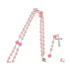 Collane a pendente polimero rosa argilla perle rosario collana a pendente in lega crossigratica centropia