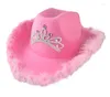 Boinas rosa cowboy cowgirl chapéu ocidental tiara para mulheres menina boné feriado traje festa vestir-se