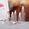 Storage Bottles 5-100ML Tubes Transparent Dropper Glass Rose Gold Cover Liquid For Essential Pipette Refillable