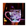 Verres à vin verres à vin LED Flash Magic Couleur Changer la tasse de dragon eau Activé de bière Lighpup pour le whisky Bar Mug Voyage Gi Dhu05