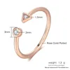 Cluster anneaux vintage réglable pour les femmes de luxe en forme de flèche de luxe zircon rose gold anneau de mariage couple couple de mode de mode R922