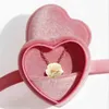 Boîte à bijoux en forme de coeur velours anneau pendentif boîtes boucles d'oreilles vitrine bijoux support de stockage pour proposition fiançailles mariage