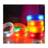 Andra evenemangsfestleveranser Musik Aktiverad ljudkontroll LED Flashing Armband Light Up Bangle Wristband Club Party Bar Cheer Lumi Dhwji