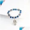 Modèles d'explosion de perles Yeux bleus turcs Brins glacés Bracelet de perles Bijoux à la main musulmane Fatima Palm Evil Eye C3 Drop Livraison Soutien-gorge Dhpab