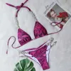 Bras sätter para praia sexiga sommar strass brasiliansk bikini push up badkläder kvinnor kedja baddräkt halter biquini två stycken baddräkt t221206