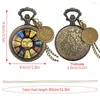 Pocket horloges Bronze horloge Romeinse cijfers kleur wijzerplaat ketting kwarts fob hanger cadeau voor mannen vrouwen reloj de bolsillo