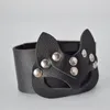 Charm Bracelets Cat Ears Stud Wide Cuff PU Leather Punk Gothic Rock Unisex Women Men Jewelry Bracelets Bangles Harajuku