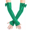 Party Supplies Plus Size Sexy Fingerless Gloves PVC Wetlook Club Dancing Bowknot Long Hand Mittens Vintage Women Arm Length