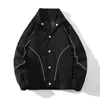 メンズジャケット読みやすい春秋のジャケットメンカジュアルルーズコート男性ソリッドターンダウンカラージャケット221207