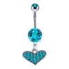 Anillos de botón de campana de ombligo 316L Acero inoxidable Rosa Azul Corazón Cristal Barras de ombligo Anillo de ombligo Joyería piercing Entrega de gota Bo Dh5Cy