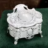 Jewelry Pouches Vintage Flower Carved European Style Elf Jewellery Case Fashion Box White Enamel Zinc-alloy Metal Trinket Gift