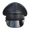 Berets Captain Hat Deluxe Uniform toppade PU -l￤der f￶r nattbar cosplay m￤n kvinnor