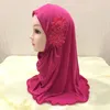 Chapeaux pour enfants, casquette Hijab avec décoration de fleurs, écharpe en Jersey pour filles musulmanes unies, foulards ethniques, foulard islamique, Turban