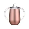 Navire rapide 10 oz sippy tasse en acier inoxydable verres à vin sans tige double poignée coquetiers à double paroi flacon isolé sous vide