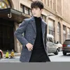 Men's Wool Blends AutumnWinter Thin Solid Men's Woolen Blend Coat Male MidLong Windbreaker Cotton Warm Jacket Overcoat M3XL Grey Top Cloth 221206