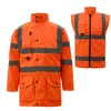 Gilet pour hommes 7 en veste de sécurité hivernale épaissie avec rayures réfléchissantes salut vis imperméable des vêtements de travail à l'épreuve froide orange 221207