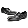 Italian Square Toe Male Brogue Real Leather Formal Dress Plus Size Men Lace Up Office Business Oxford Shoes