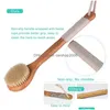 Bath Brushes Sponges Scrubbers Wooden Long Handle Bath Brush Natural Bristle Fiber Baths Exfoliating Blood Circation Inventory Wh Dhvo4