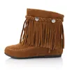 Boots AIYKAZYSDL Bohemian gypsy boho ethnic national women tassel fringe Faux suede leather ankle boots woman girl flat shoes booties 221207