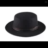 Boinas de alta calidad Retro invierno otoño mujeres hombres sombrero de copa imitación lana fieltro Fedora sombreros cinturón hebilla decorada señoras Jazz