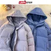 Hommes vers le bas Parkas LAPPSTER hommes solide coloré coton veste d'hiver Harajuku mode coréenne bulle manteau mâle Vintage à capuche Puffer 221207