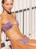 Bras Sets COOBBU Purple Shiny Bikini Sets Women Halter Swimwear 2022 High Cut Swimsuit Tie Side Swimming Suit Female Biquini Bathing Suit T221206