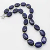 Blue Lapis Flat 13x18mm و White Freshwater Pearl Round 8-9mm Necklace 21inch