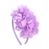 Hair Accessories 3.7 Inch Solid Big Flower Headband Band For Children Girls Bows Hoop Grosgrain Ribbon Handmade