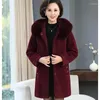 Women's Fur Winter Mink Velvet Jacket Women Noble 2022 Fashion Medium Long Loose Thick Warm Chic Outerwear Collar Female Hooded Overcoat