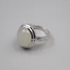 Bagues en grappe en argent sterling 925 pur largeur de la bague 15 mm perle de jade néphrite blanche pour femme taille américaine 6-10