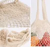 Портуальная торговая сумка для покупок 14 цветов крупно-размер Shopper Tote Mesh Net Woven Cotten Bags Портативные покупки-пакеты домашнее хранение SN446