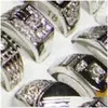 Band Rings Band Rings Selling 10Pcs Czech Rhinestones Enamel Sier Plated Mens Wholesale Fashion Jewelry 124 U2 Drop Delivery Ring Dhpyb