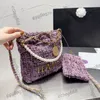 22k Damen Tweed Mini 22 Einkaufstaschen mit Perlenkettengriff Totes Gold Metall Matelasse Crossbody Schultertasche Außensakoche Handtaschen mit Beutel 7 Farben 20 cm