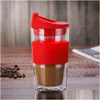 Canecas Calor Resistindo Insated Canecas Double Deck Copo de Café de Vidro Sile Er Tumbler Insation Sleeve Office 24 8By E1 Drop Delivery Home Ga DHC4A